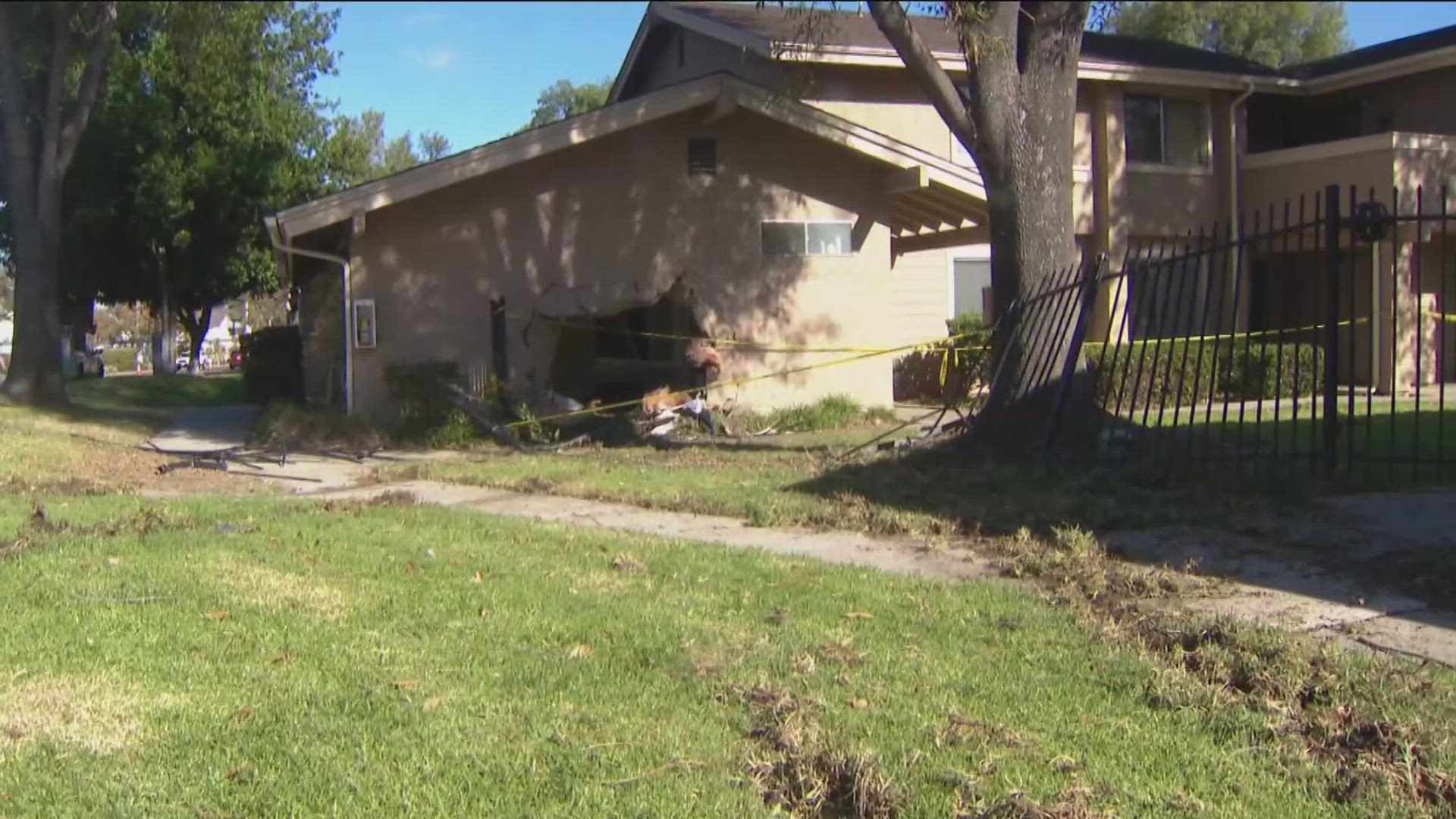 The vehicle veered off the roadway and slammed into the house in the 900 block of Jamacha Road in El Cajon about 2:15 a.m., according to Heartland Fire & Rescue.