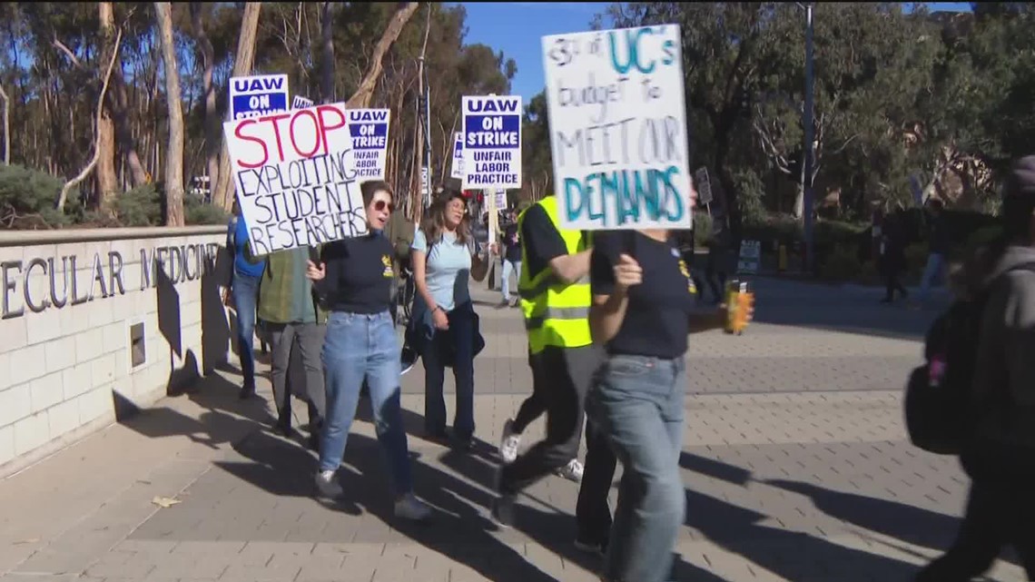Thousands of UC workers strike at UC campuses