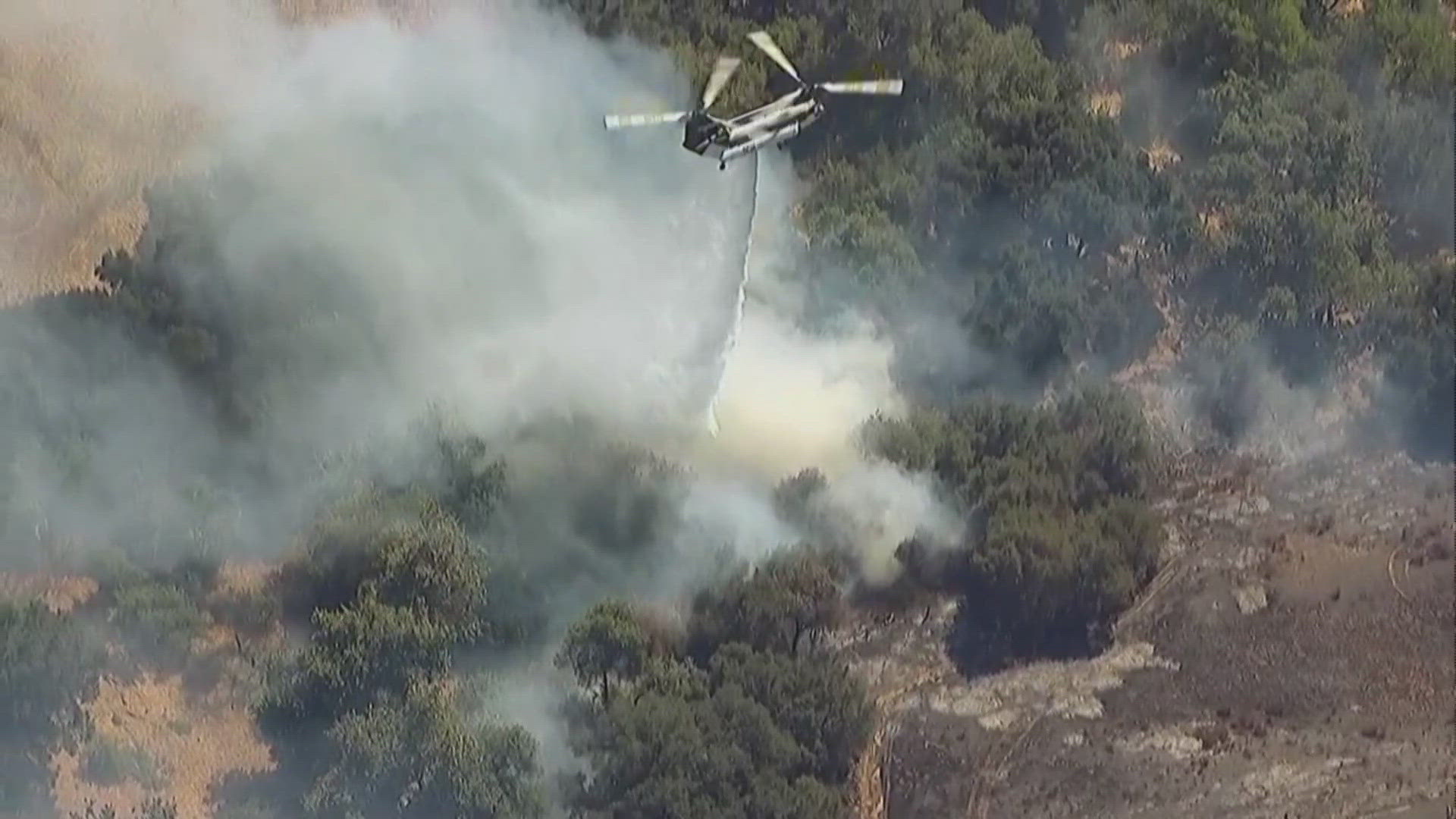 Aerials of the Keys Fire burning in Valley Center on Wednesday, August 28. 2024