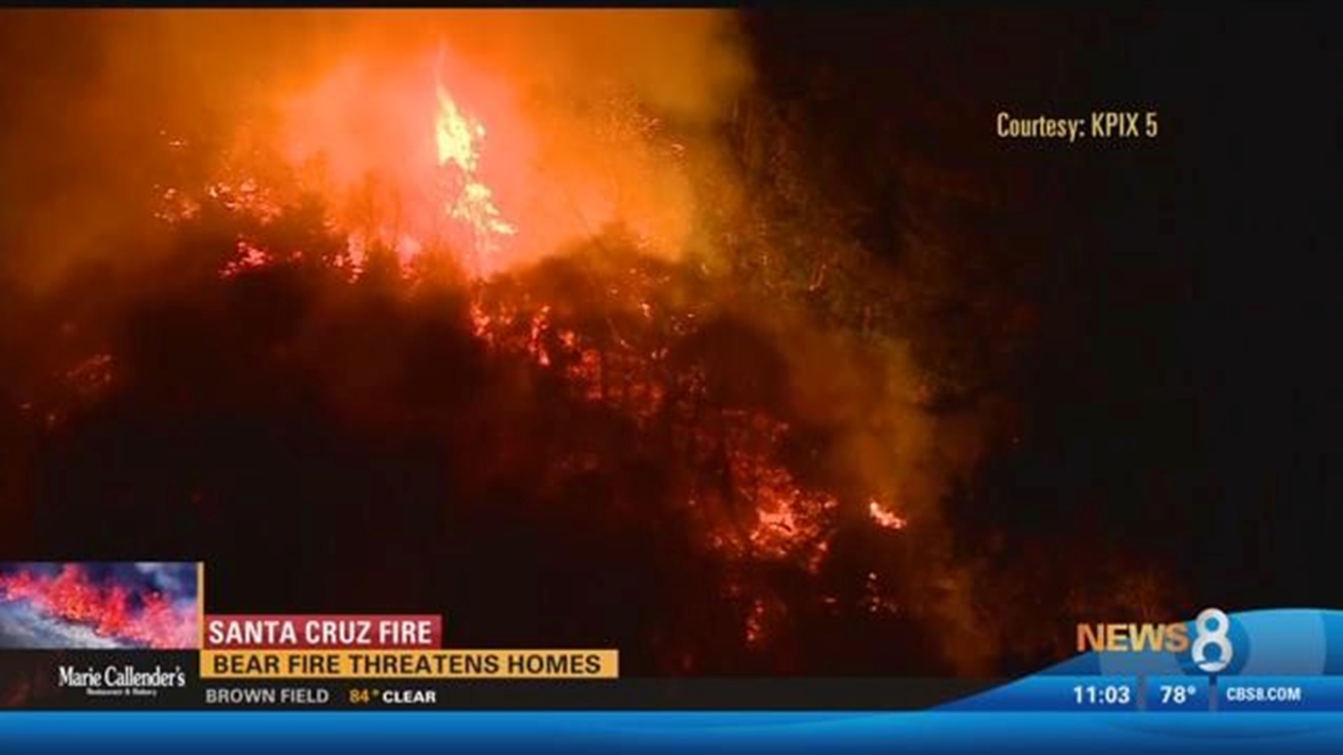 Santa Cruz fire breaks out in California wine country