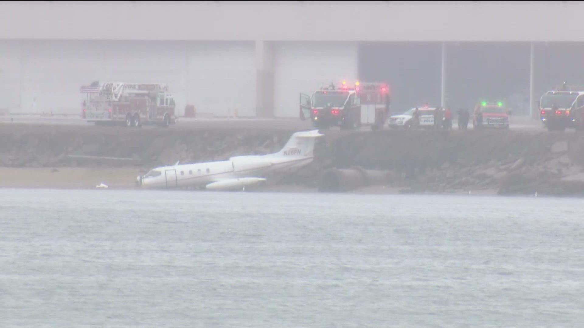 The Navy confirmed that there were 2 people on board the plane and that there were no serious injuries reported.