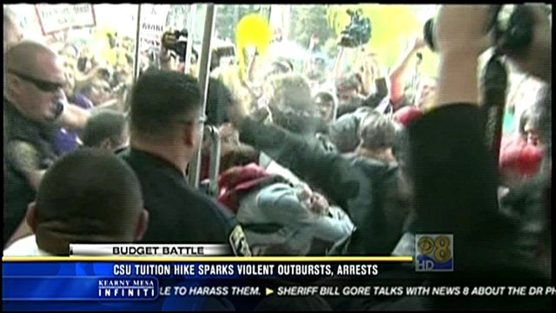 Violence, destruction, protest arrests over CSU tuition hikes | cbs8.com