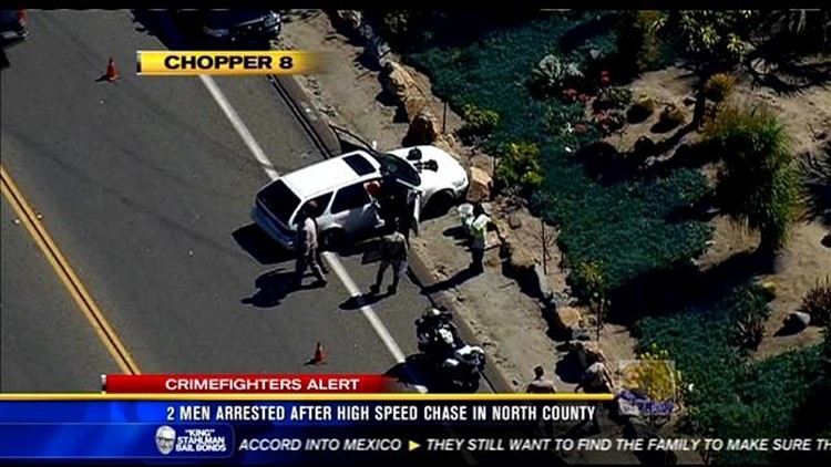 2 men arrested after high-speed chase in North County | cbs8.com