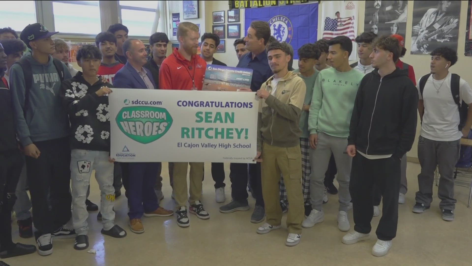 Sean Ritchey is celebrated as a San Diego County Credit Union 'Classroom Hero' for uniting diverse students through soccer at El Cajon Valley High School.