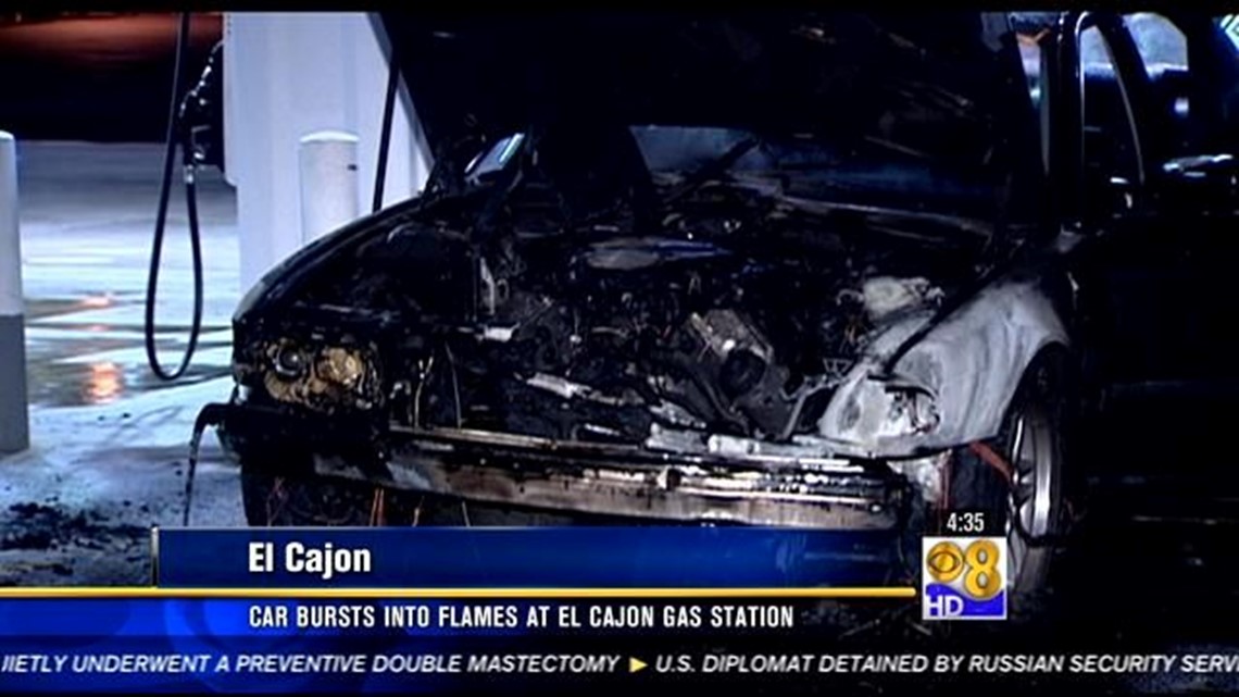 Car bursts into flames at El Cajon gas station