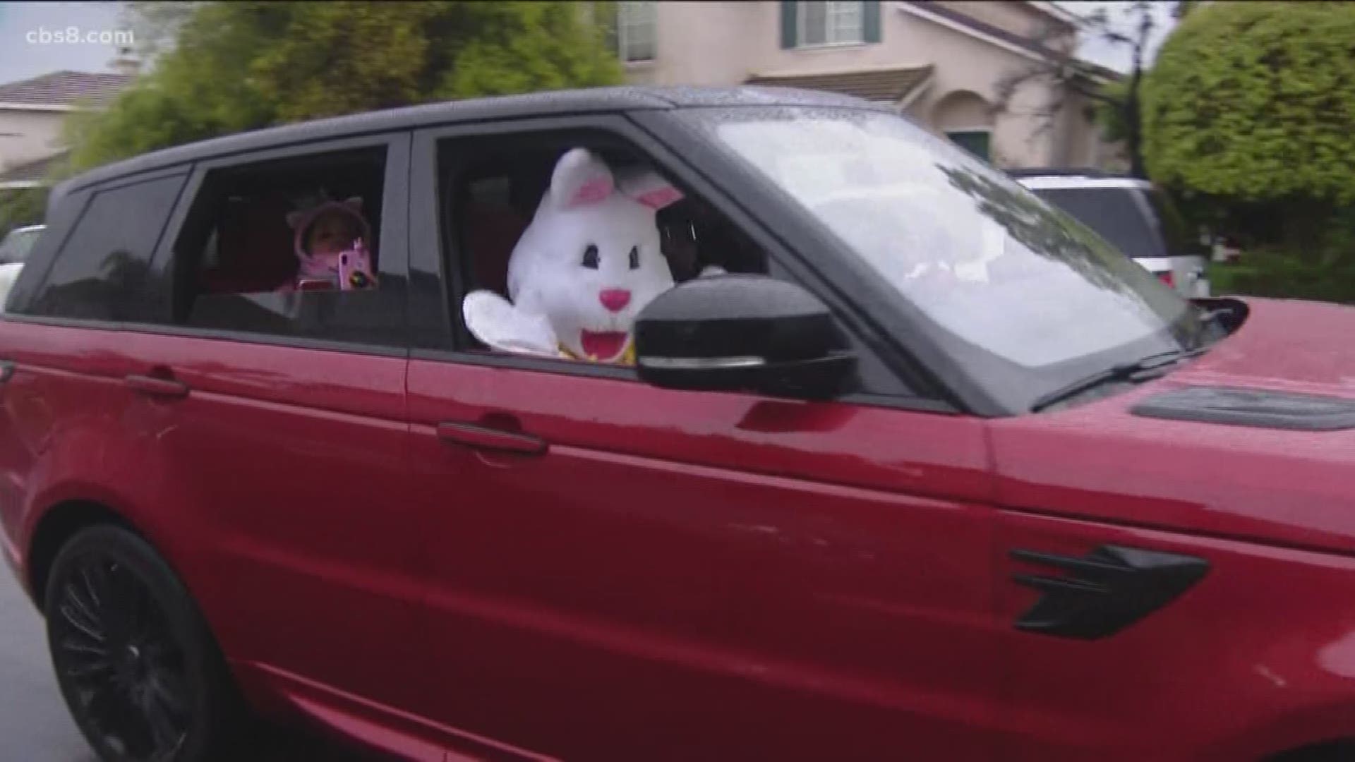 Children in the South Bay on Friday received a big surprised as the Easter Bunny hopped throughout the community on wheels.