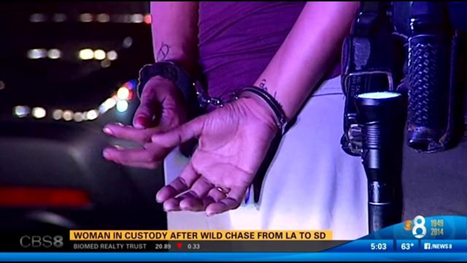 Woman arrested in Oceanside after wild car chase | cbs8.com