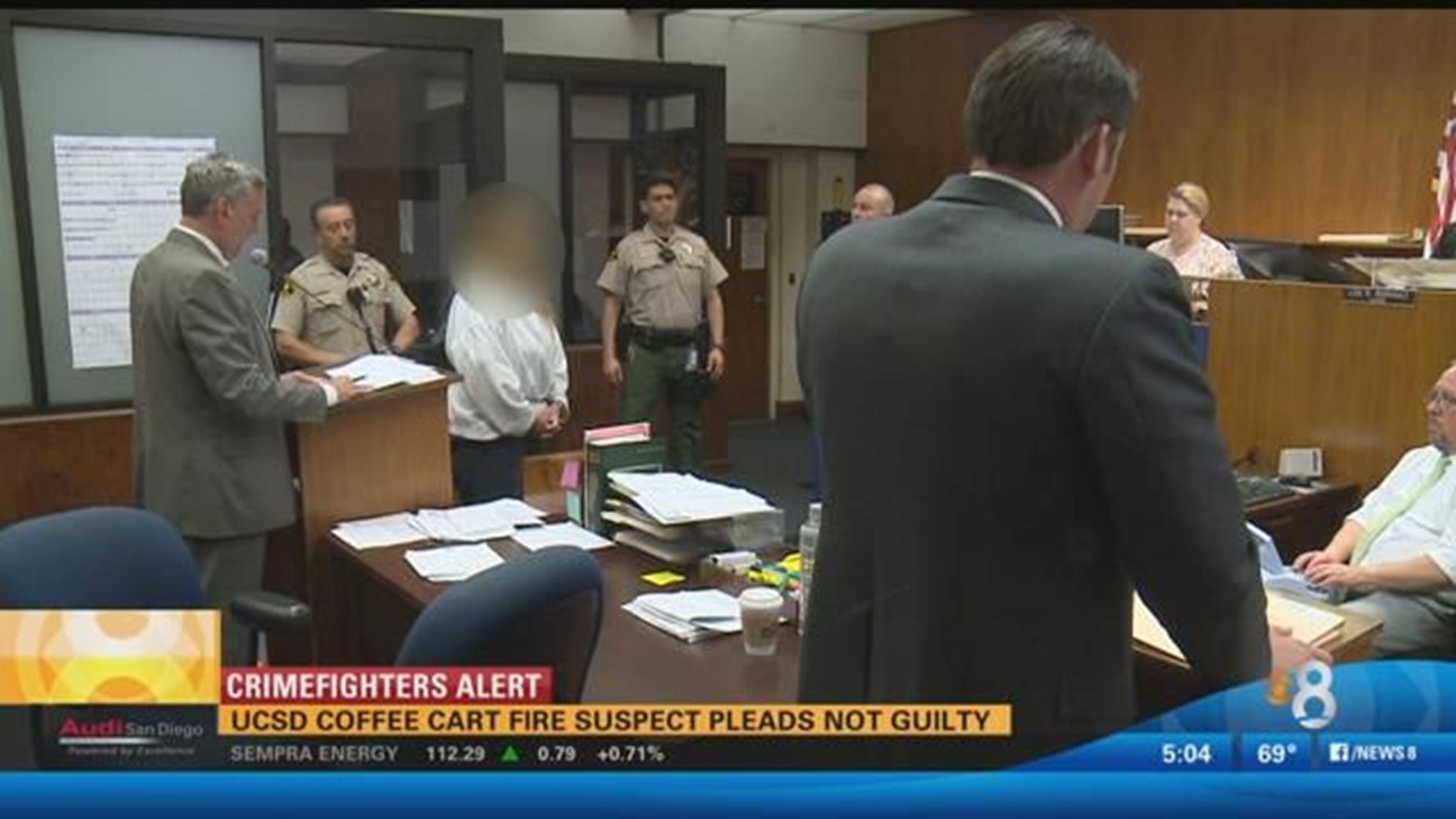 UCSD coffee cart fire suspect pleads not guilty