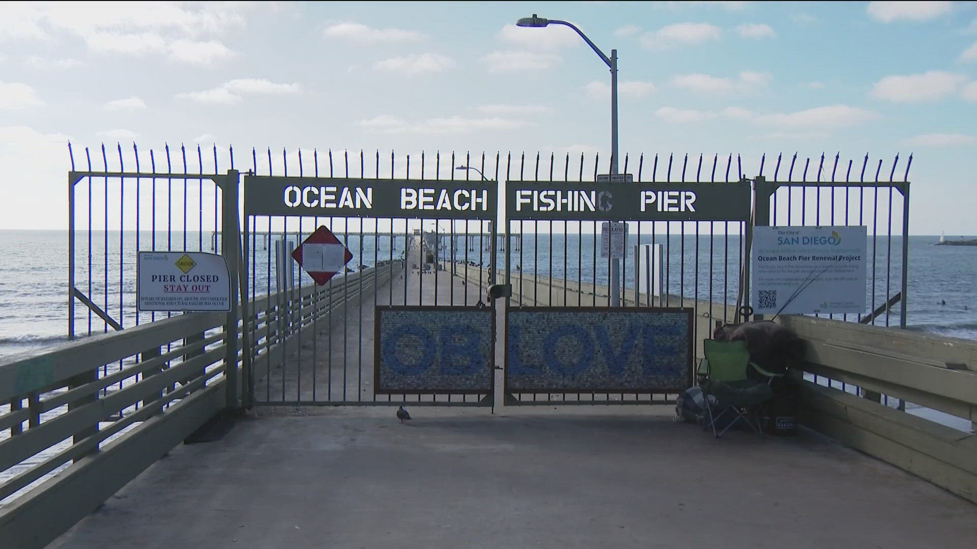 The 58-year-old Ocean Beach Pier has been closed since it was damaged by high surf in October 2023.