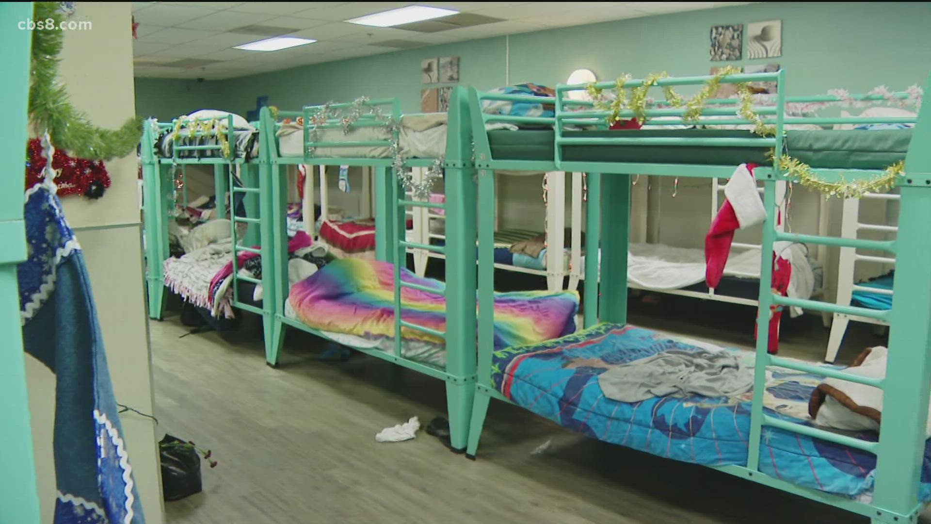 News 8 found a line of several dozen women and children outside the San Diego Rescue Mission shelter Thursday evening.