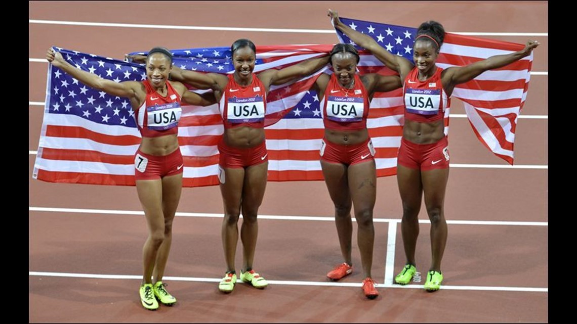 US breaks 27-year-old record in women's 4x100 | cbs8.com