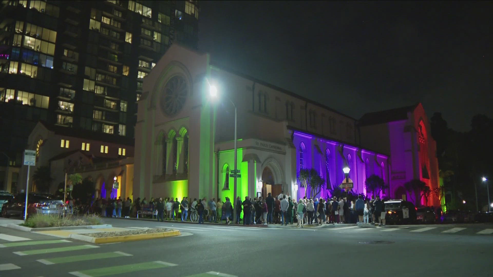 Saint Paul's Episcopal Cathedral hosted the ‘Light up the Cathedral’ event in Bankers Hill to kick off celebrations for the LGBTQ+ community.