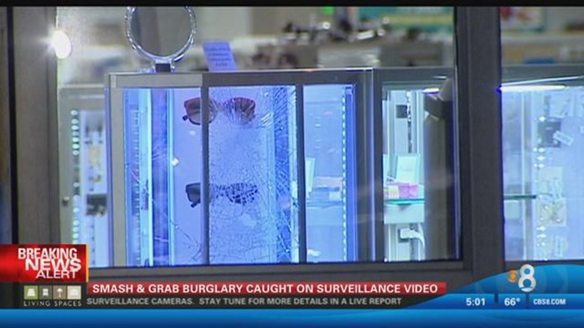 Smash and grab burglary caught on surveillance video | cbs8.com