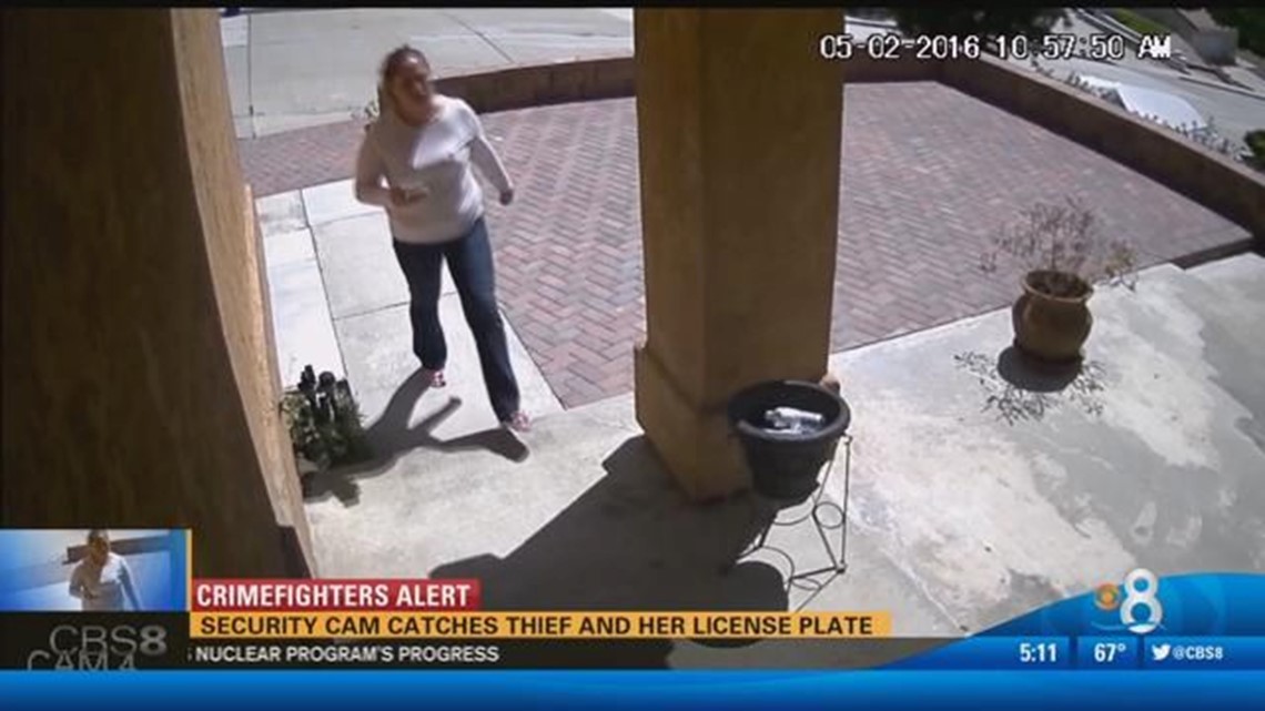 Security cam catches thief and her license plate