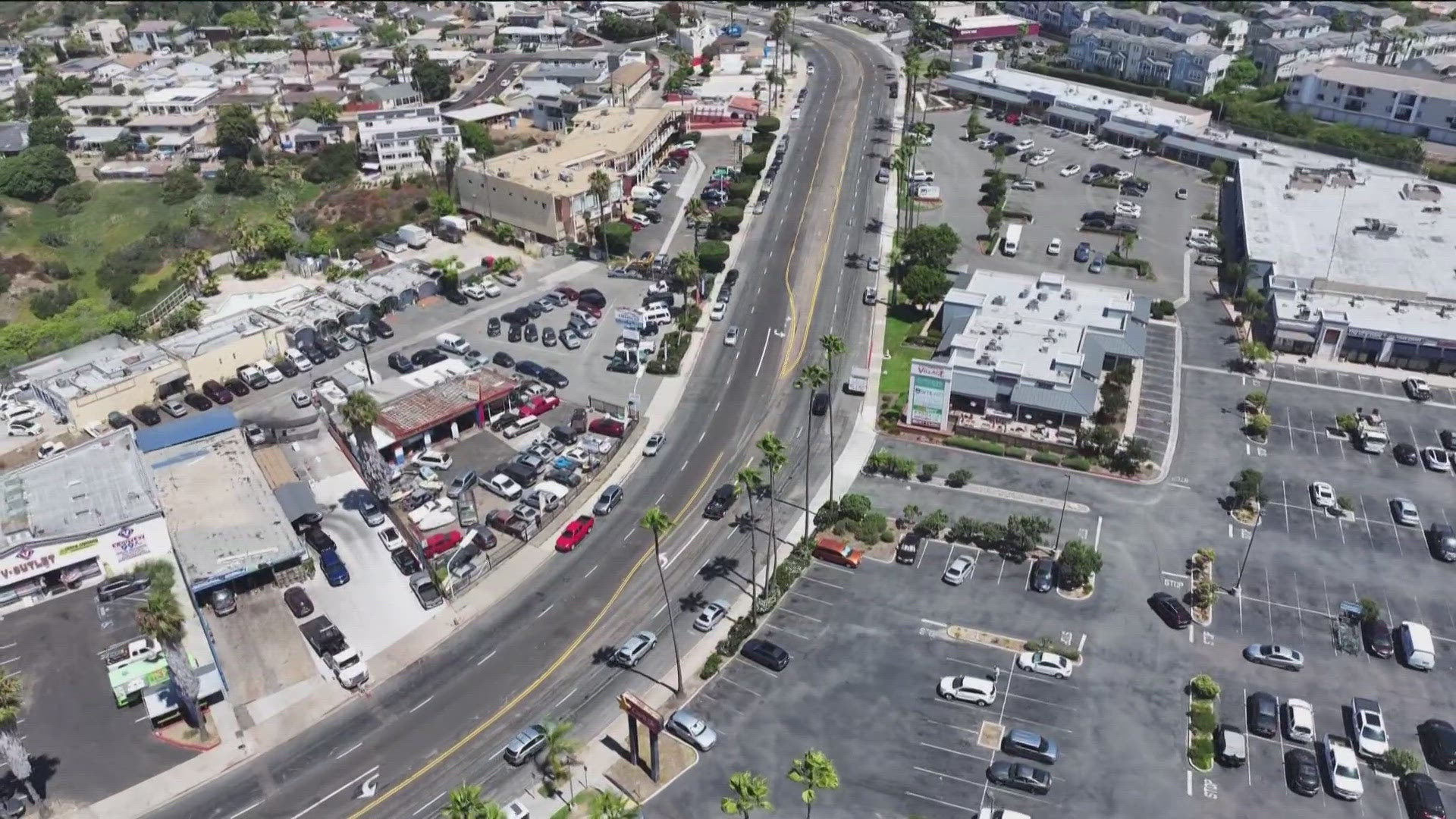 Although work near the intersection of Clairemont Drive and Burgener Boulevard was completed, the road was left bumpy and uneven.