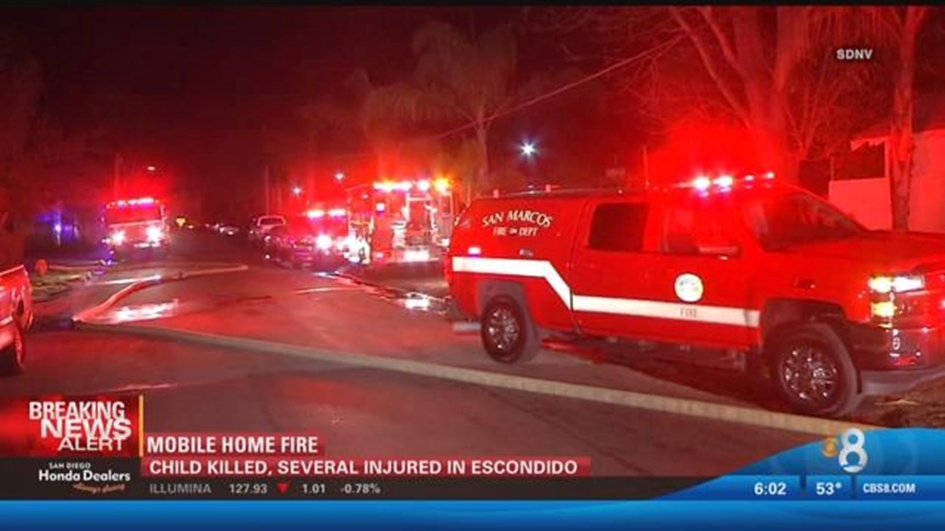 5-year-old child killed in Escondido mobile home fire | cbs8.com