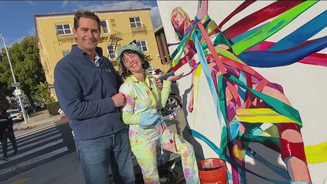 San Diego artist gives historic building a sizzling splash of color