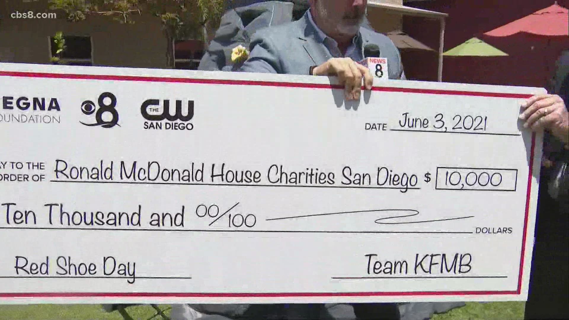 News 8 presented a $10,000 check to Chuck Day and the Ronald McDonald House.