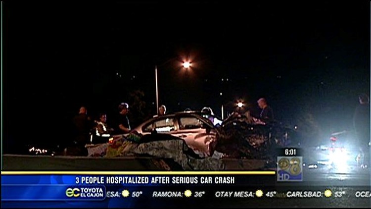 3 people hospitalized after serious car crash | cbs8.com