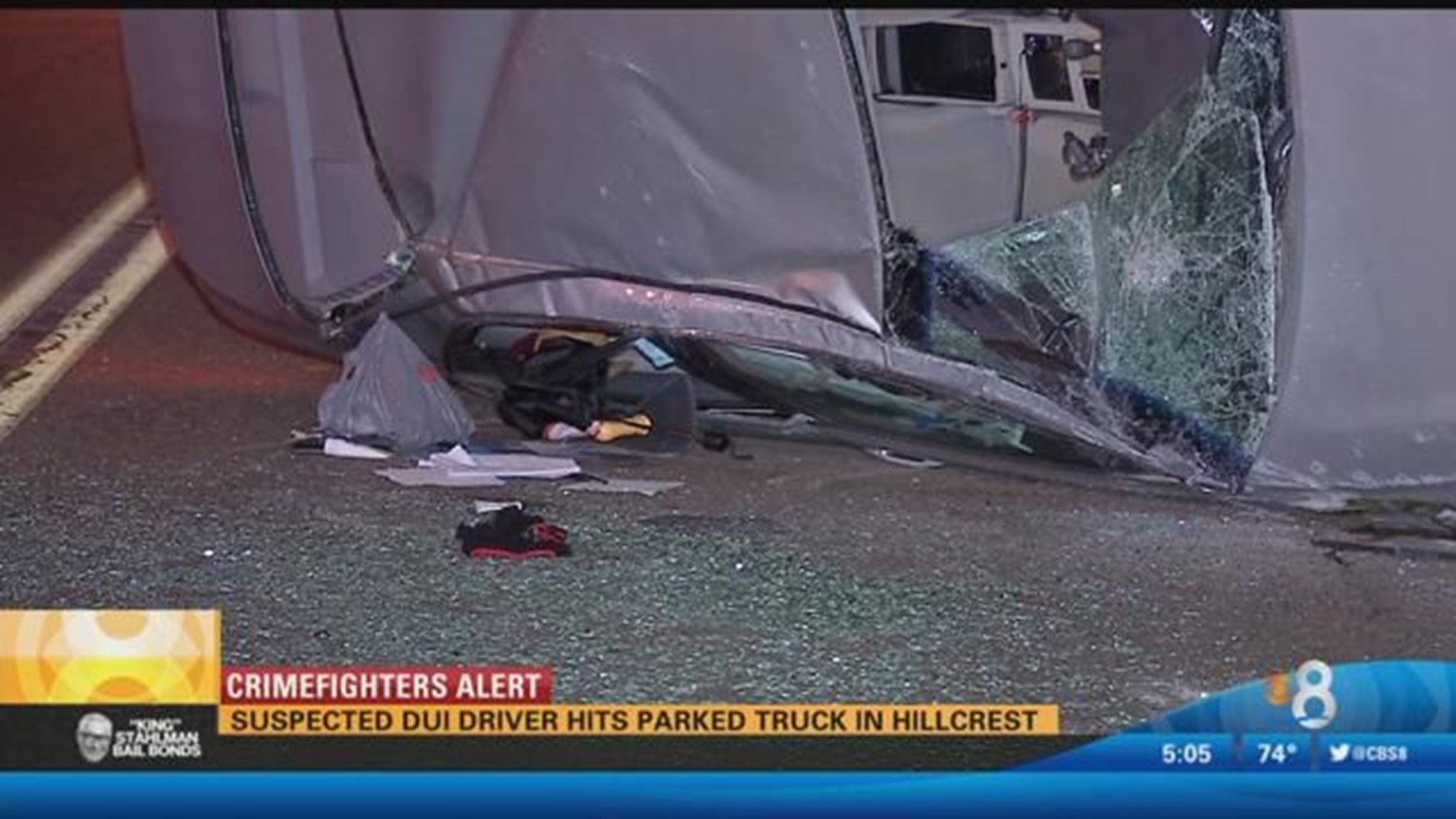 Suspected DUI driver hits parked truck in Hillcrest | cbs8.com