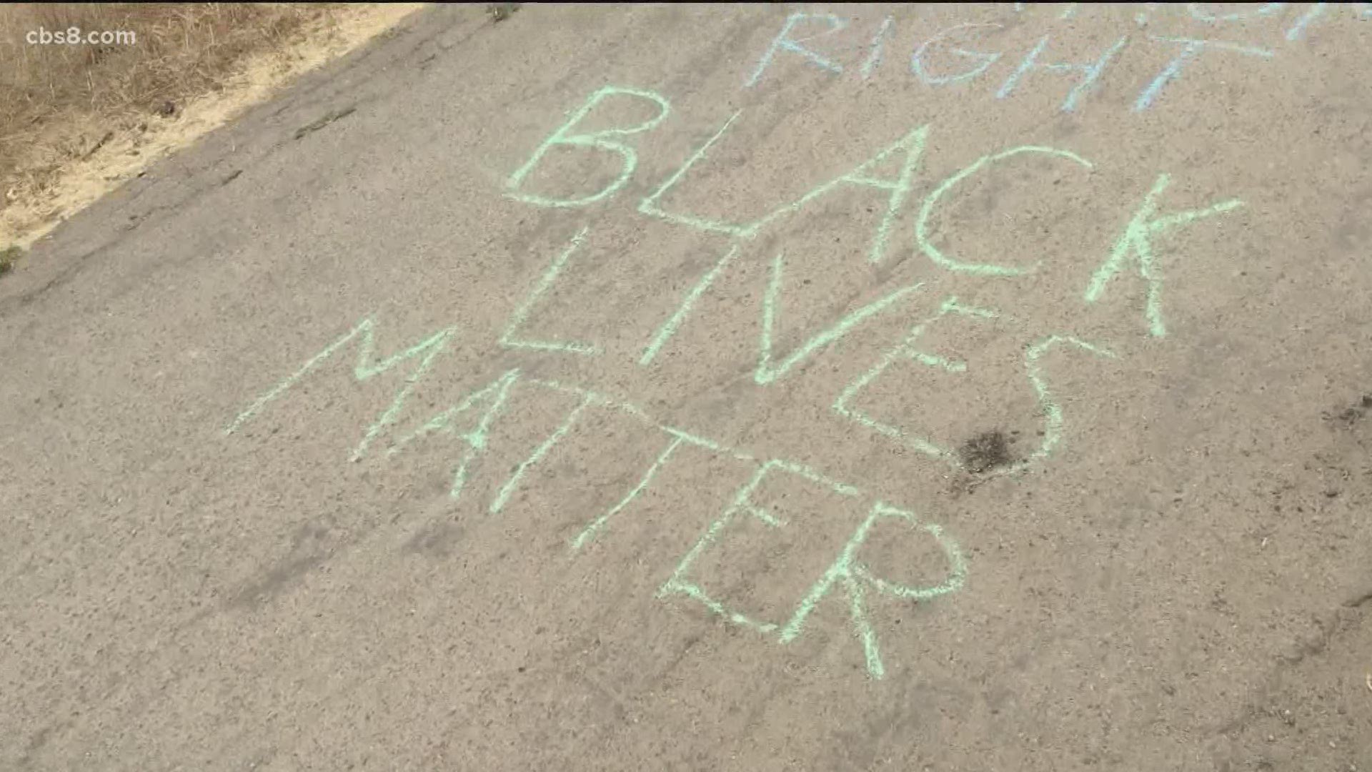 Chalk art was drawn by children and parents during public events to support Black Lives Matter.