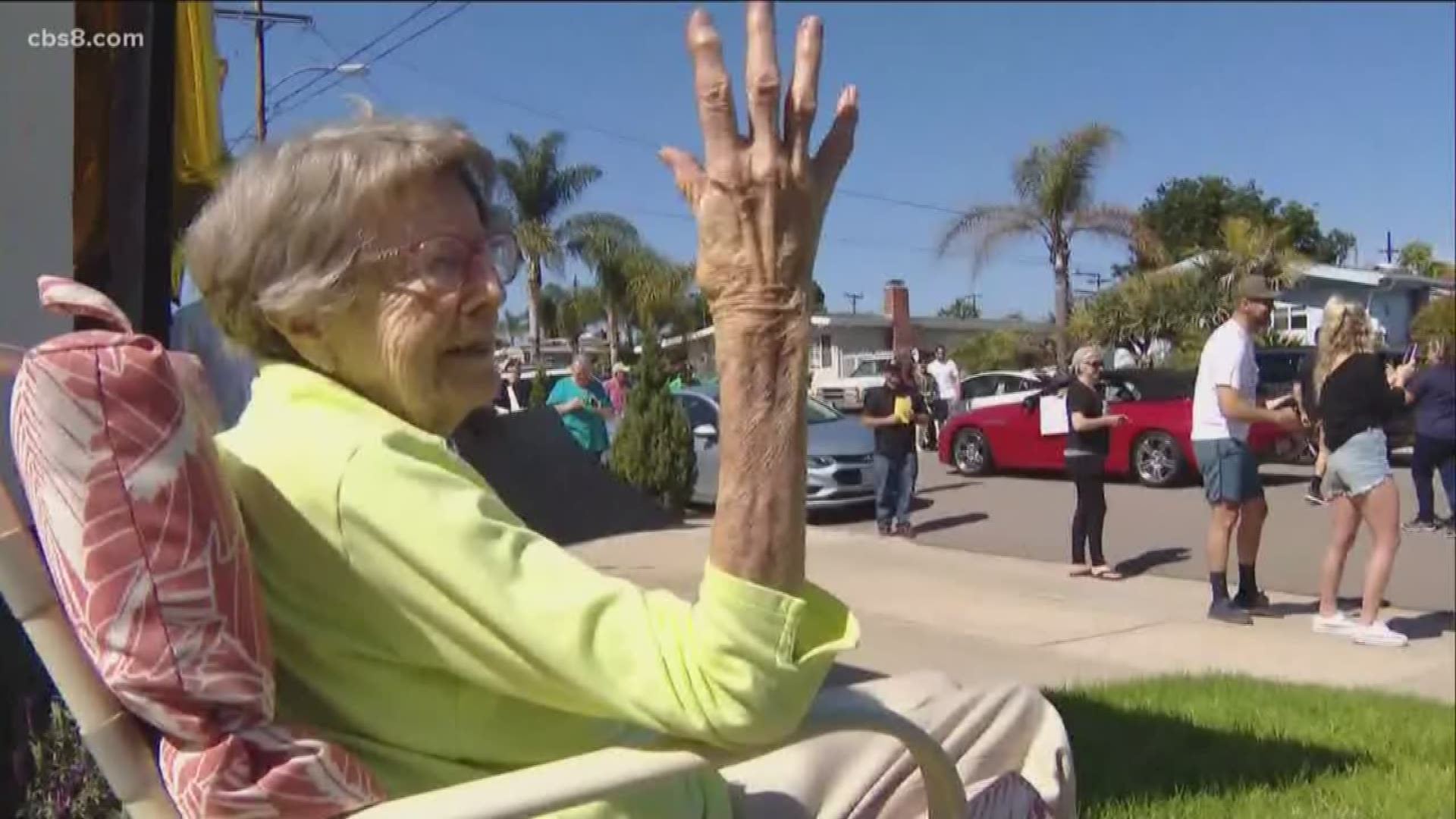 San Diego neighbors surprise 104-year-old veteran with drive-by
