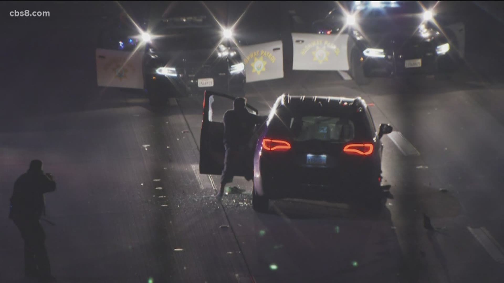 A dramatic scene overnight as police arrest a suspect involved in a series of crimes that started in La Habra and ended in City Heights.