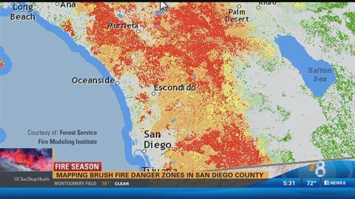 Mapping the brush fire danger zones in San Diego County