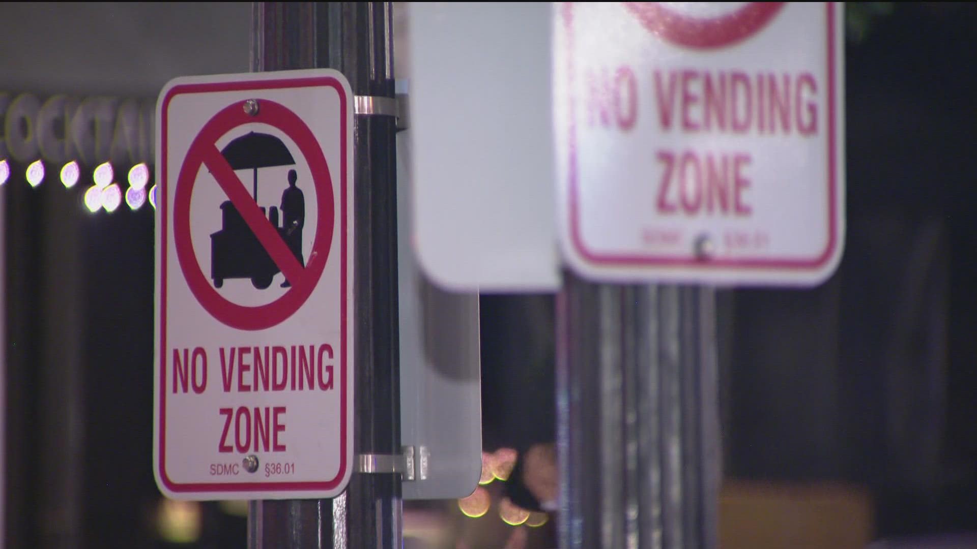 Street vending is banned in Gaslamp, East Village and areas of Little Italy.