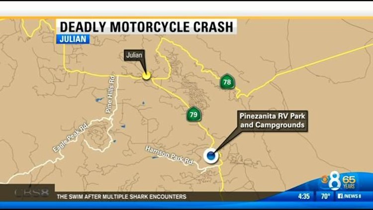 Motorcycle passenger killed in Julian crash | cbs8.com