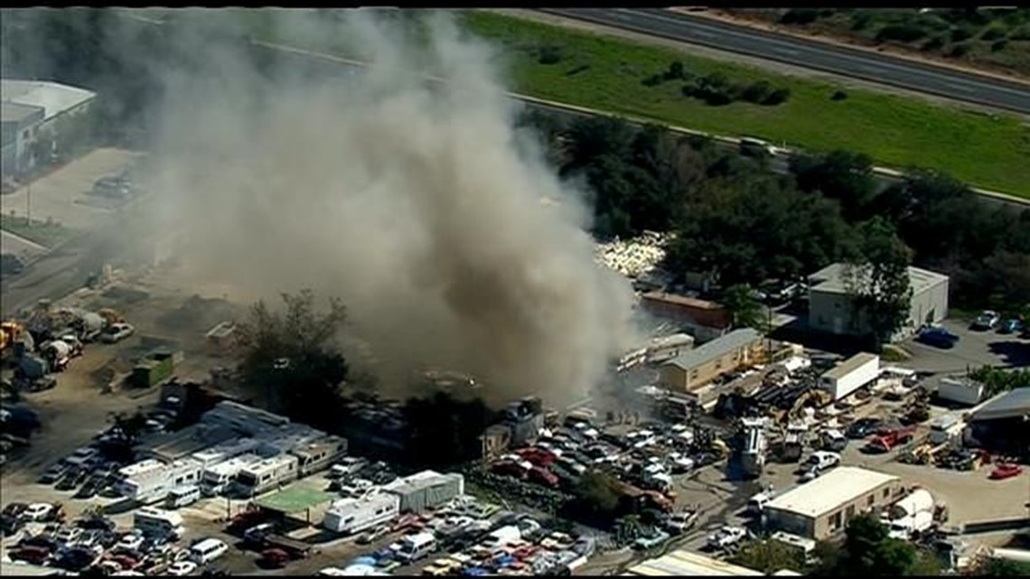Fire breaks out at salvage yard in Flinn Springs | cbs8.com