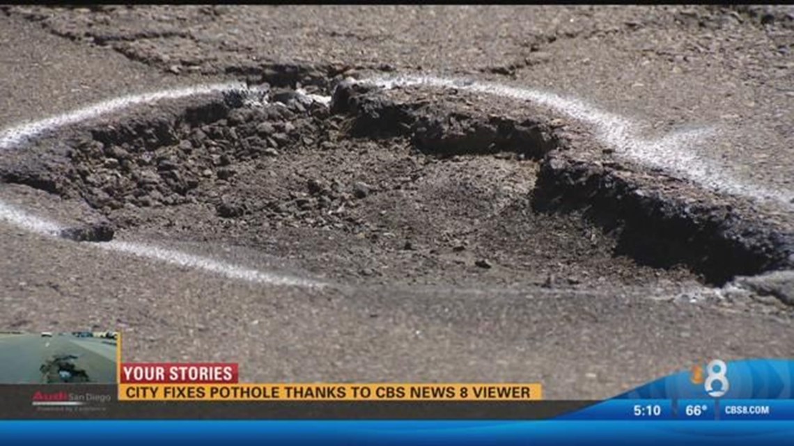 City fixes pothole thanks to CBS News 8 viewer | cbs8.com
