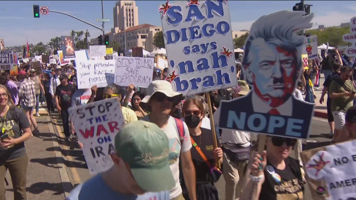 Record attendance at San Diego County No Kings protests | cbs8.com