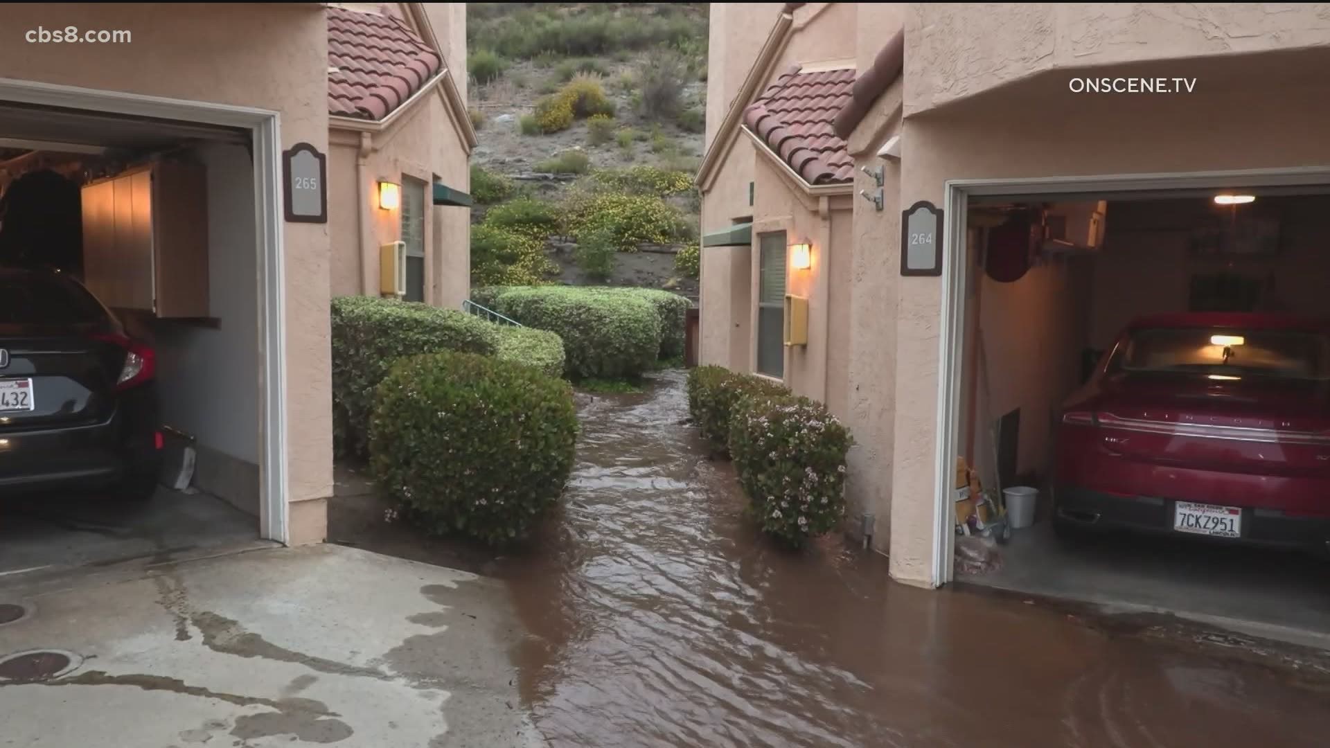 San Diego Sheriff’s evacuated eight units and weighed evacuating the entire community due to the risk of a mudslide.