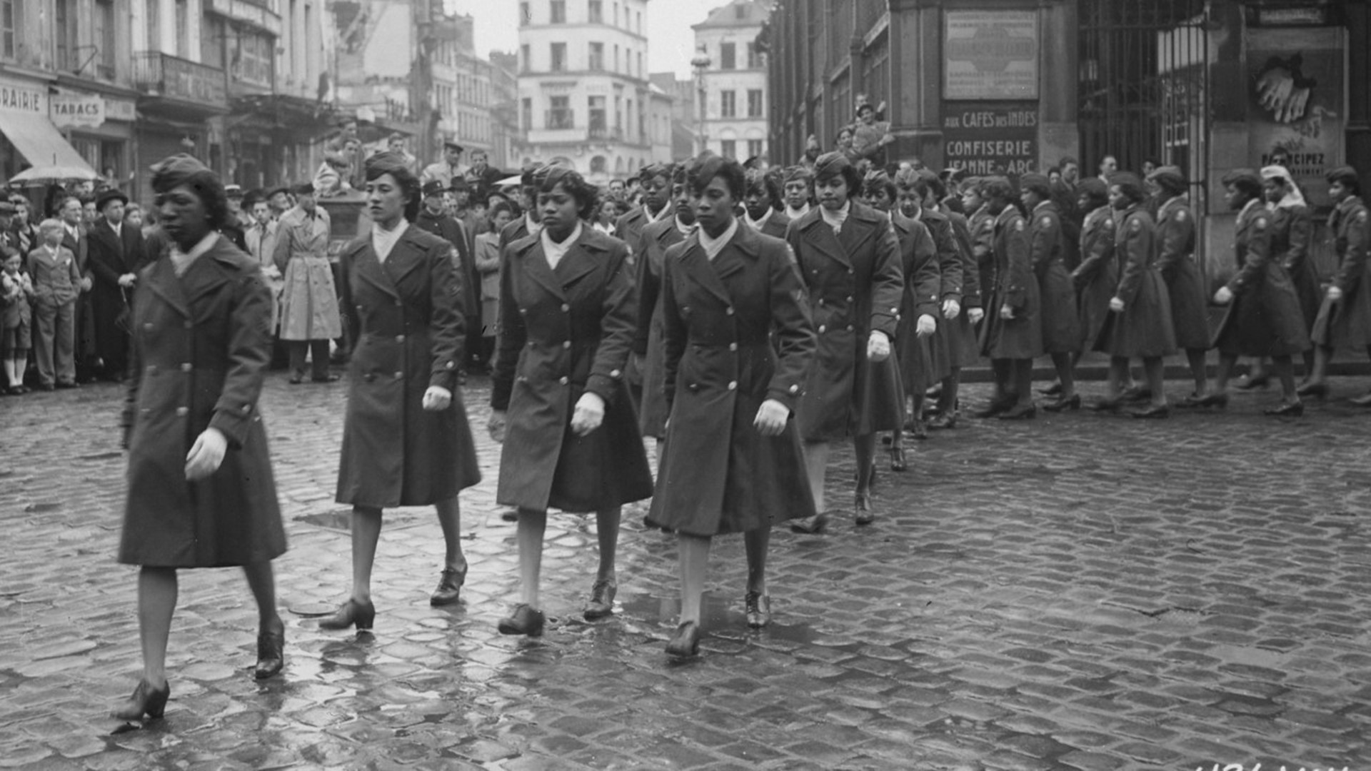 The 6888th during the Joan of Arc parade in Rouen (U.S. Army)
