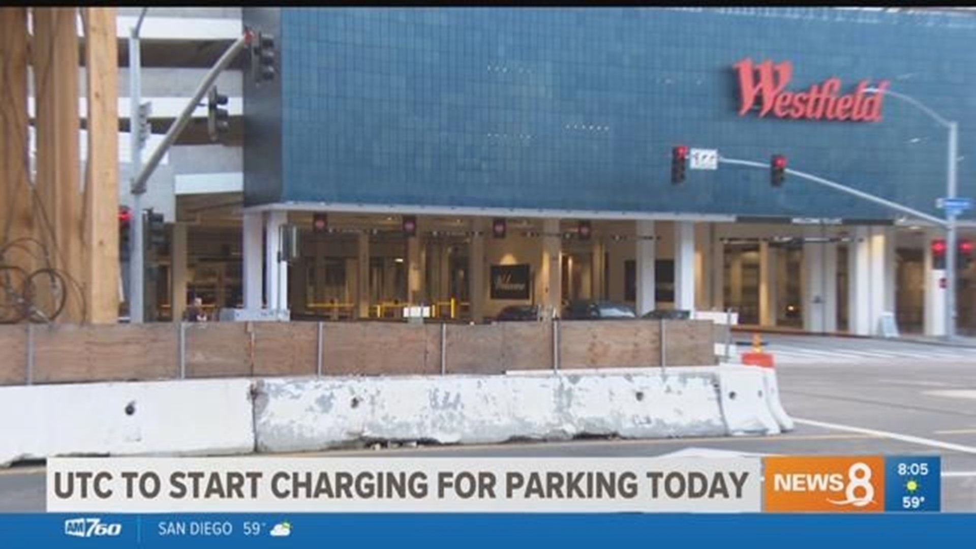 Westfield UTC to start charging for parking Wednesday