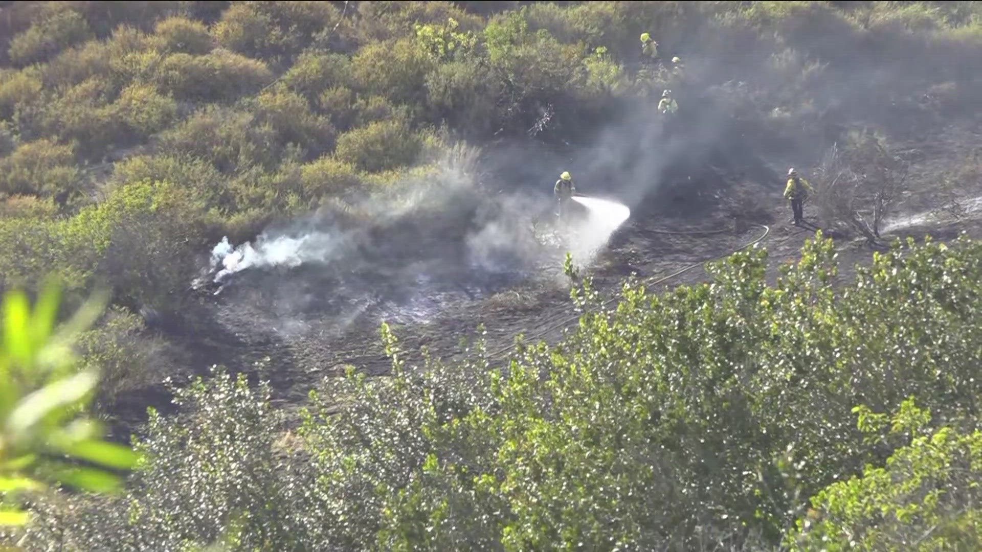 Fire crews battle brush fire in Black Mountain Ranch | cbs8.com