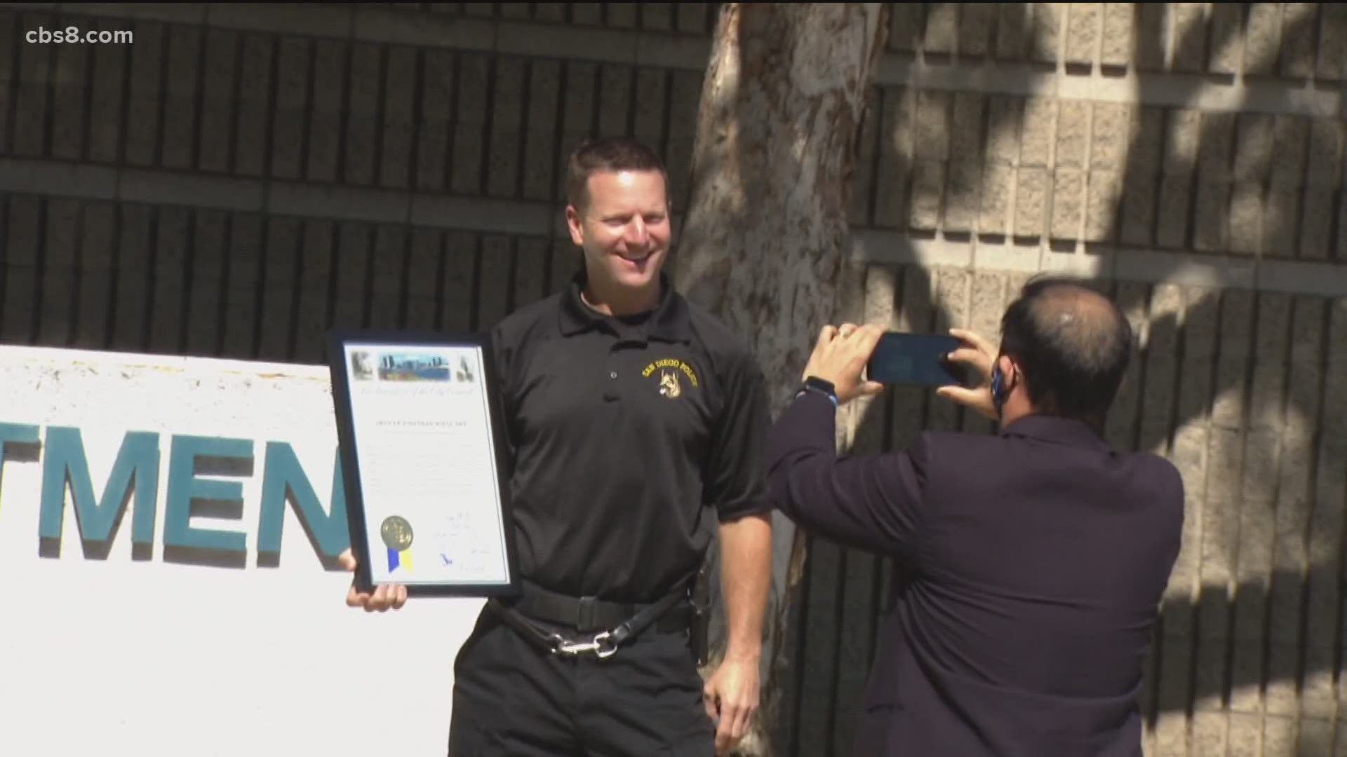 Ofcr. Jonathan Wiese helped rescue twin toddler girls when their father's car went off Sunset Cliffs. He also helped arrest the Poway Synagogue shooter in 2019.