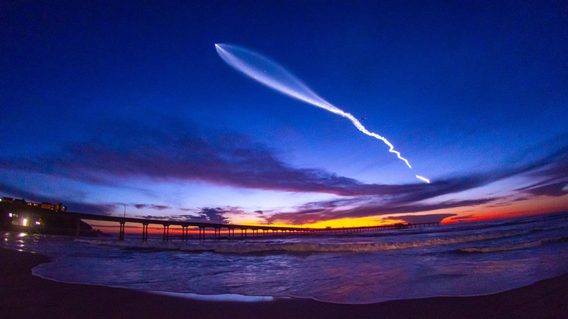 With the liftoff planned for 7:28 p.m. PT, it put the Falcon 9 just over San Diego, CA as the sun set.