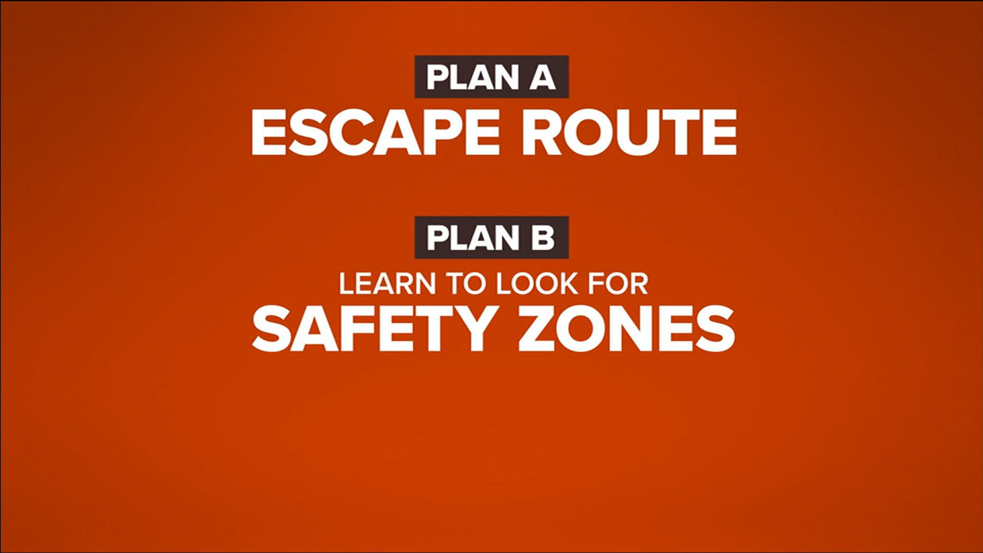 Getting as far away from a fire as possible isn't always the best option to survive one. Sometimes you will need to find an escape route or a safety zone.