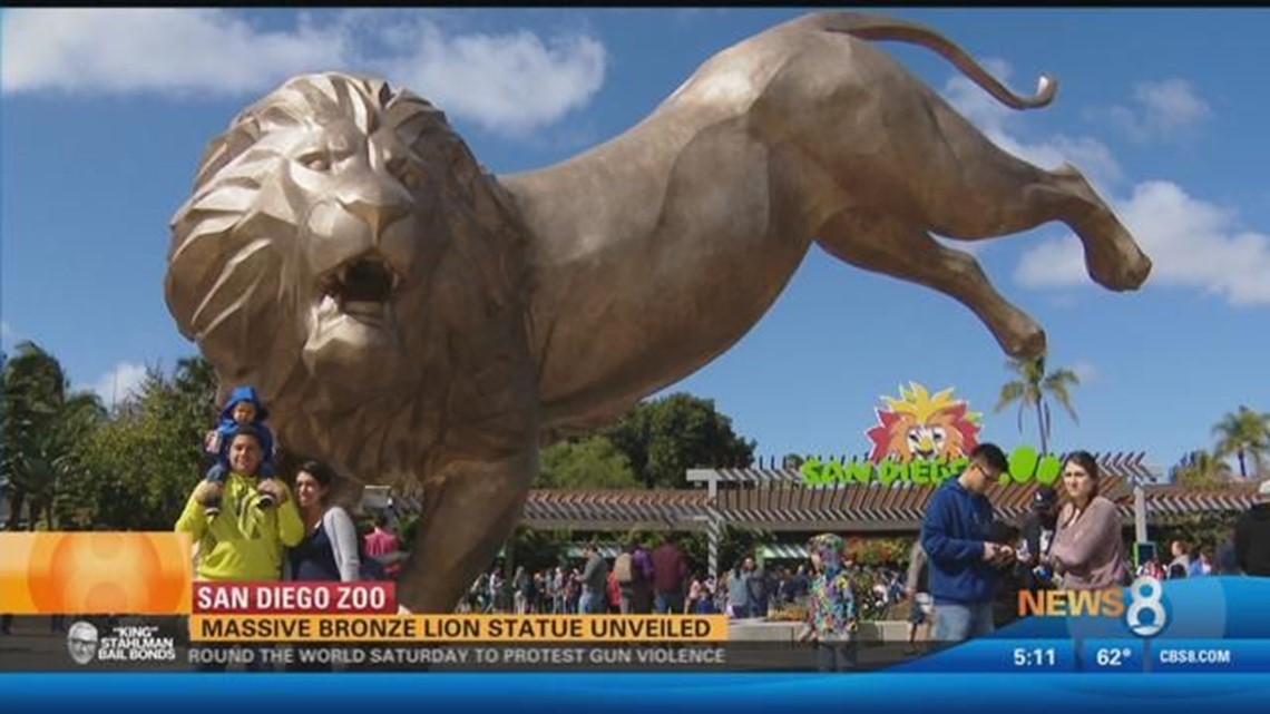Massive bronze lion statue unveiled at San Diego Zoo
