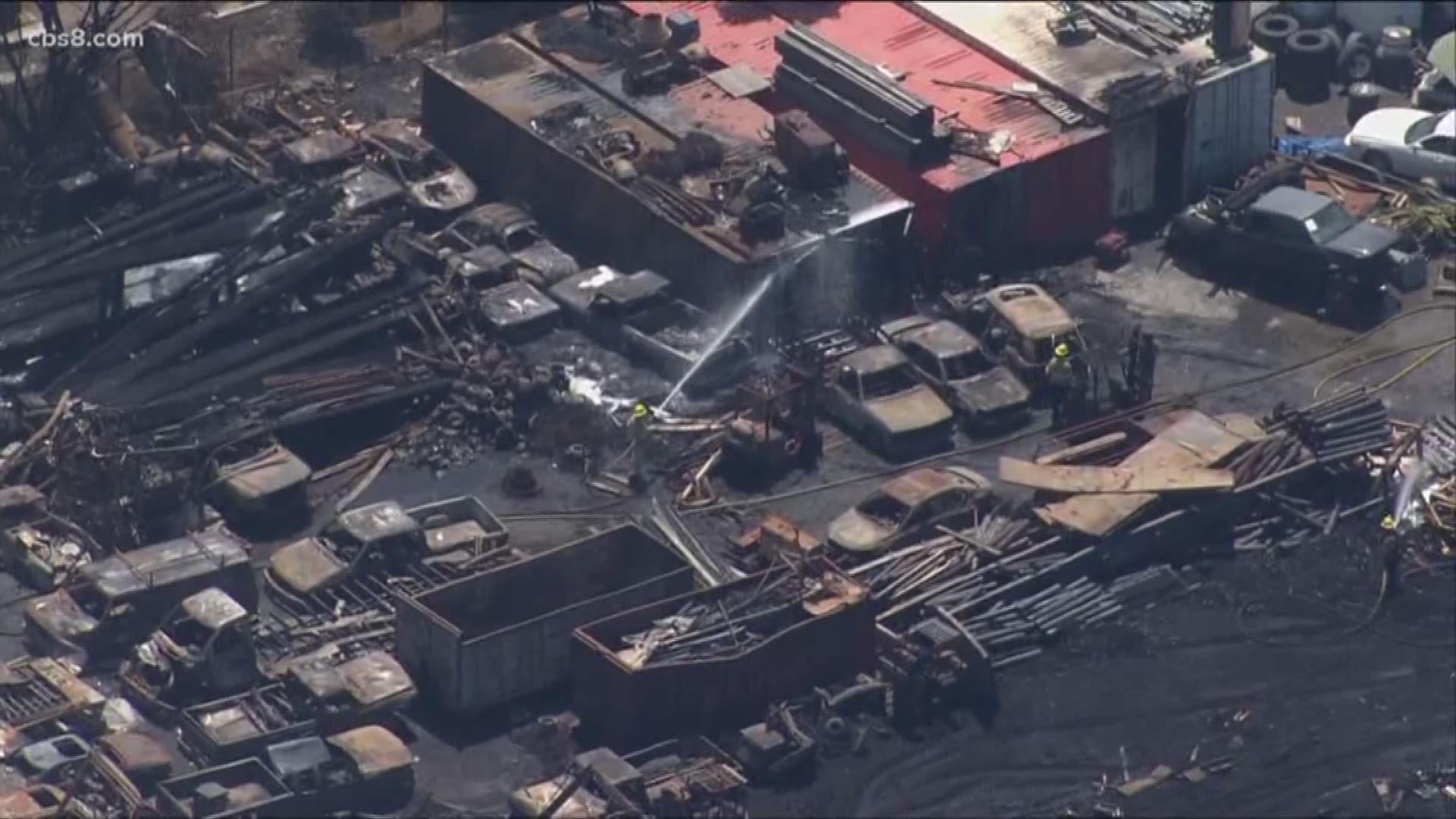 The fire at the pallet yard was extinguished at about 3 a.m., according to SDFRD.