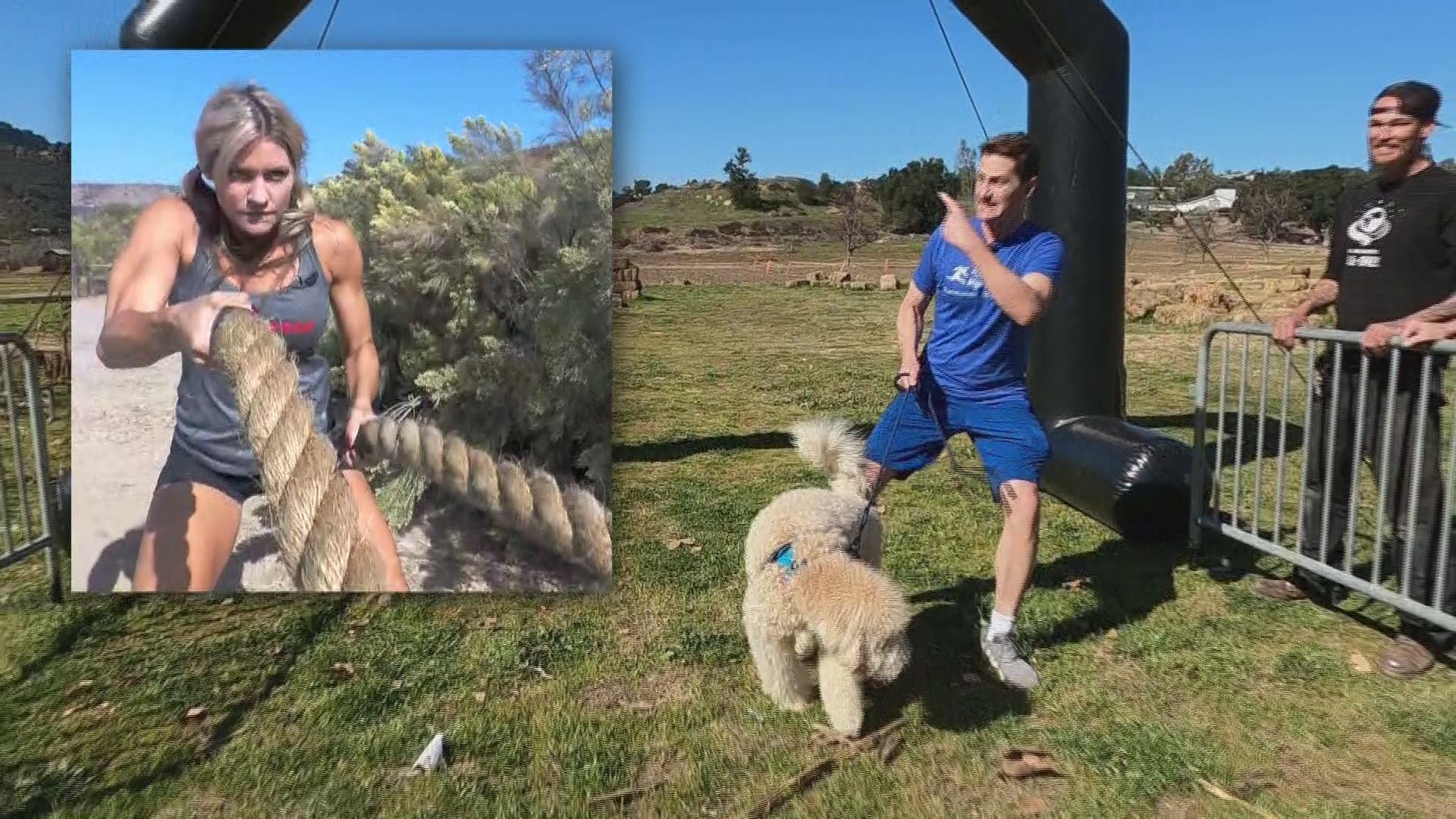 Jeff and his dog, Raleigh, preview the 5K run filled with 20 obstacles in Valley Center, north San Diego.