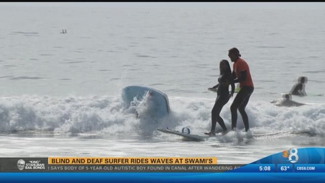 Blind And Deaf Surfer Rides Waves At Swami S Beach Cbs8 Com