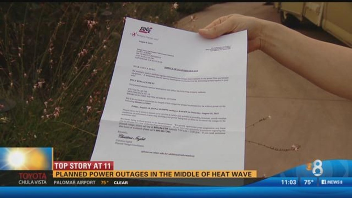Planned SDG&E power outages in the middle of the heat wave | cbs8.com