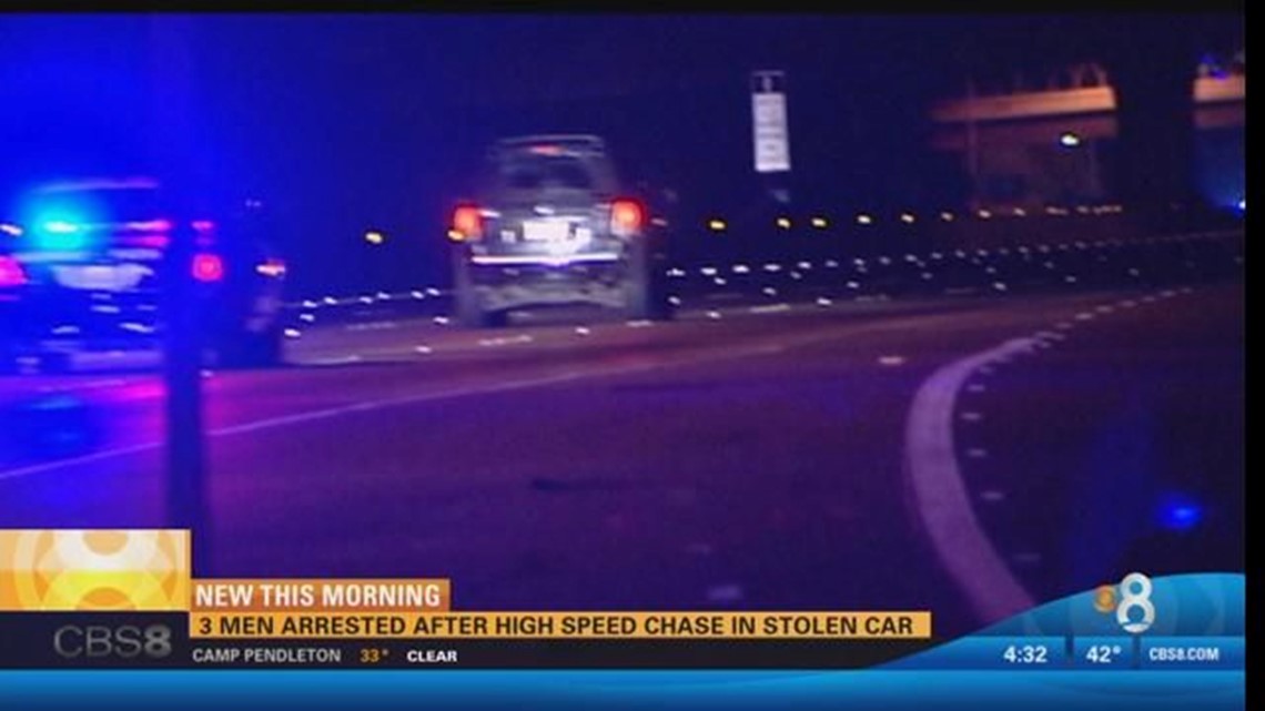 Three Men Arrested After High-speed Chase In Stolen Car | Cbs8.com