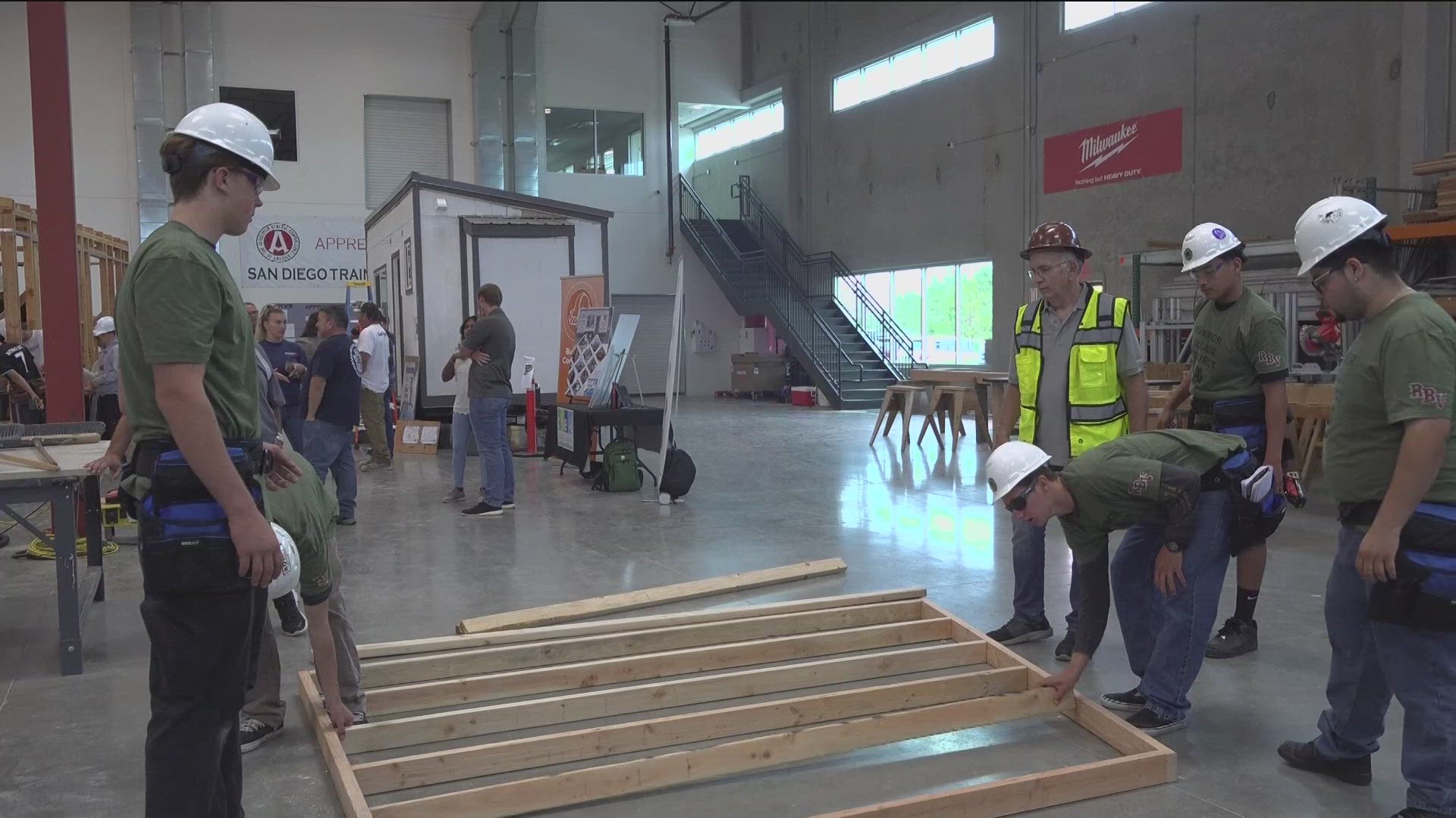 The Warrior Village Project and construction students from five high schools are building tiny homes that will end up as housing for homeless veterans.