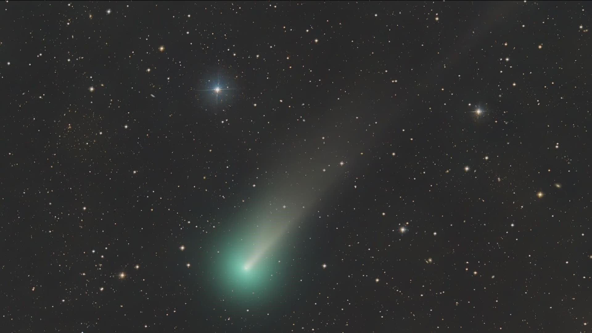 A newly discovered bright green comet is on its way past Earth for a once-in-a-lifetime show, which may be visible to the naked eye.