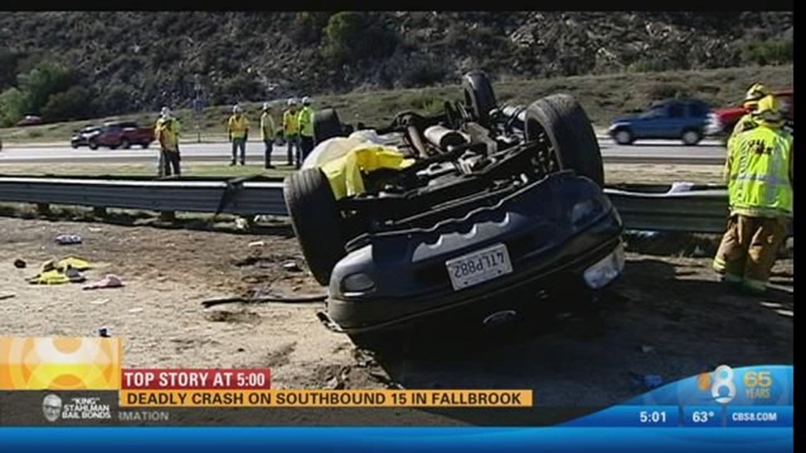 Deadly crash on southbound I-15 in Fallbrook | cbs8.com