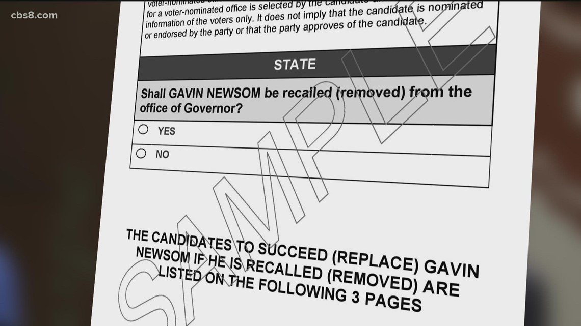 Governor Newsom Wants Voters To Ignore Second Question On Recall Ballot Cbs8 Com